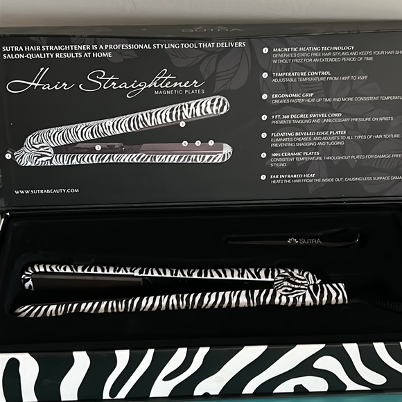 NIB Sutra Professional Magnetic Plates Hair Straightener in Limited Zebra Print - Picture 1 of 12